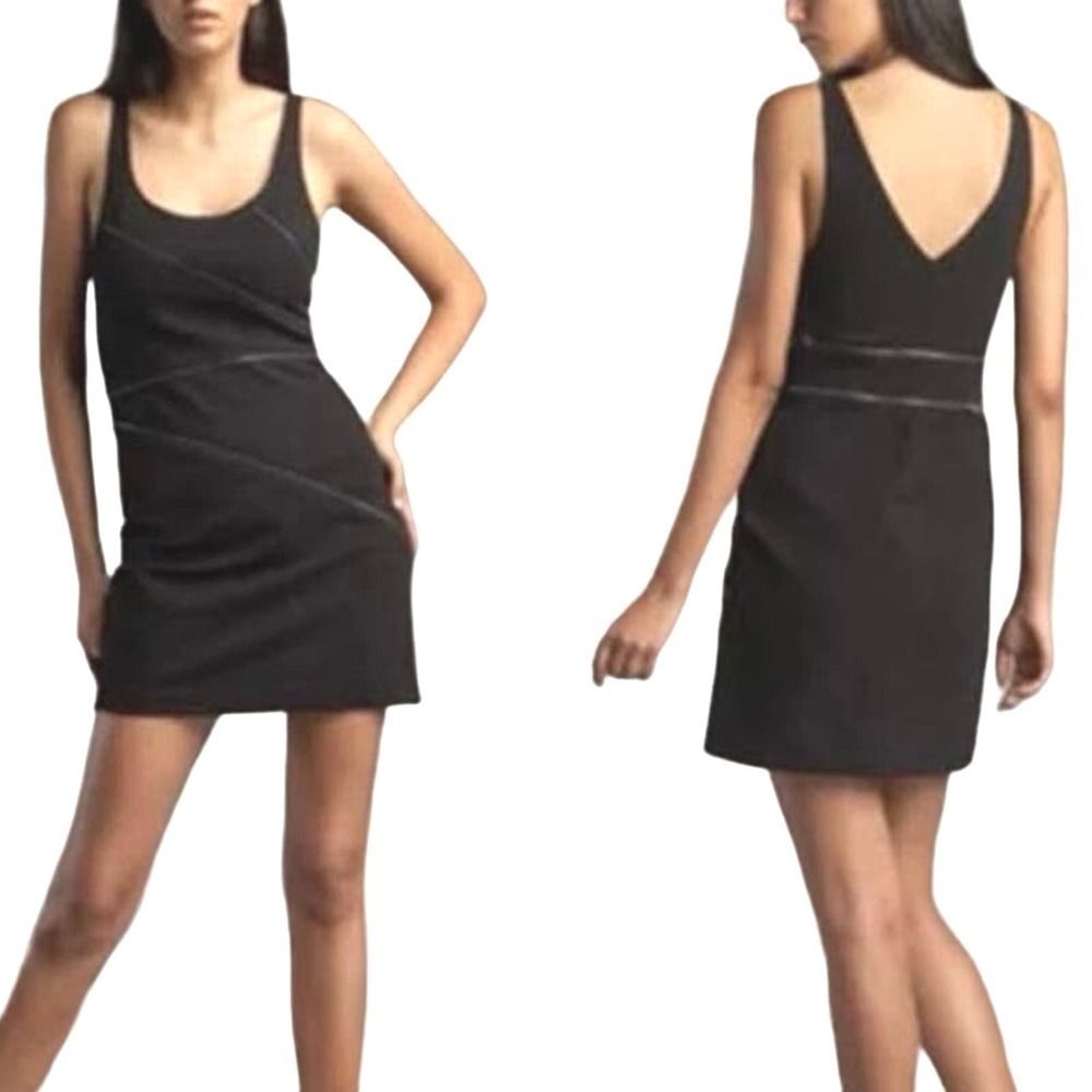 THEORY Dora Cupid Black Zipper-Detail Mini Tank Dress - Sz 2